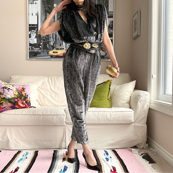 Vintage silver threaded jumpsuit - Picture 2 of 16